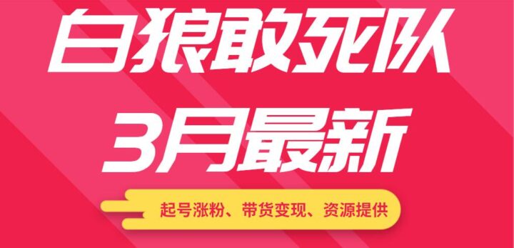 白狼敢死队3月最新（起号涨粉、带货变现、资源提供）附最新茶素材-构词网