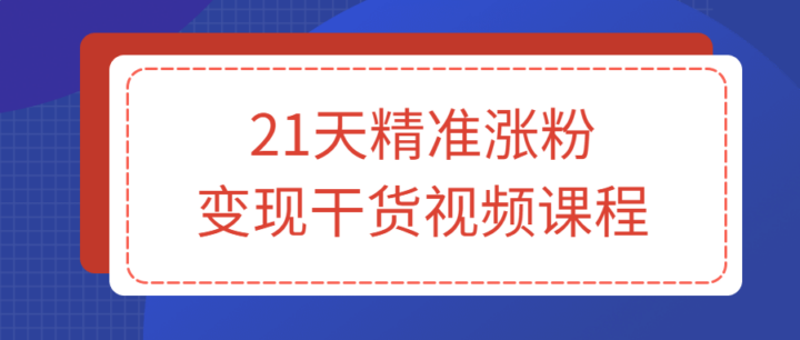 21天精准涨粉变现干货视频课程-构词网